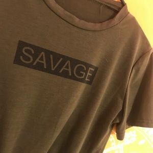 Army green “savage” shirt